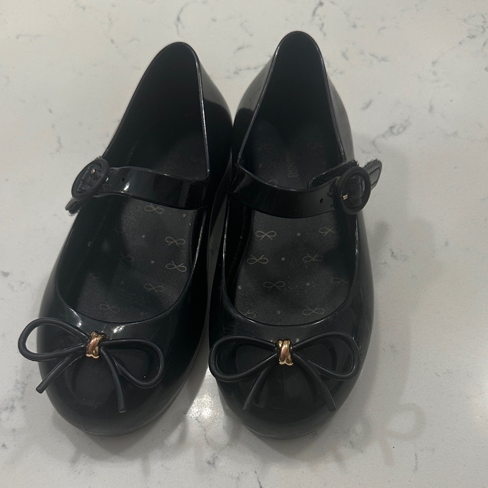 Melissa Black Flats with Bow Detail